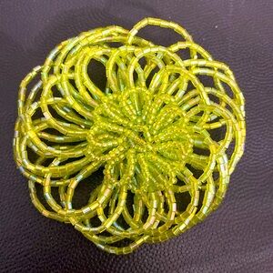 Vintage Beaded Green Floral brooch